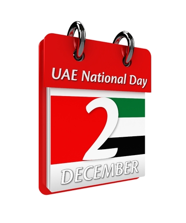 3D illustration of United Arab Emirates Flag Inspired Art for The National Day Celebrations as a Calendar Date of December 2の写真素材