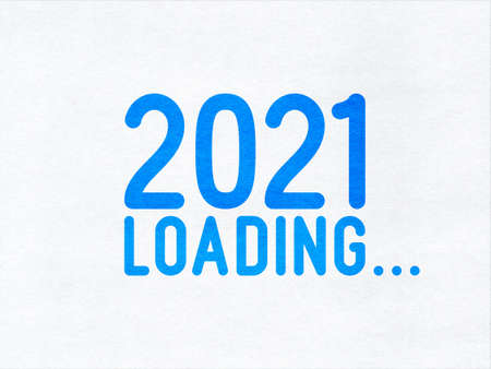2021 loading ... on paper textureの写真素材