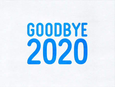 Goodbye 2020 on paper textureの写真素材