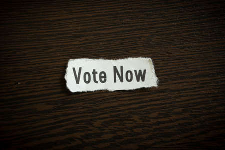 Vote now - Scrap pieces of paperの写真素材