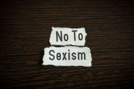 No to sexism - Scrap pieces of paperの写真素材