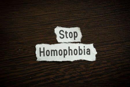 Stop homophobia - Scrap pieces of paperの写真素材