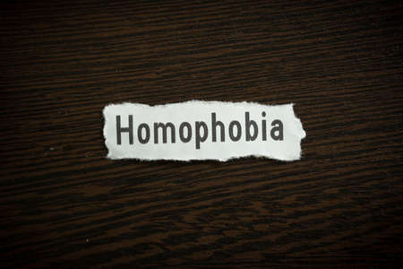 Homophobia - Scrap pieces of paperの写真素材