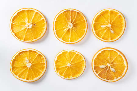 Dried citrus on white backgroundの写真素材