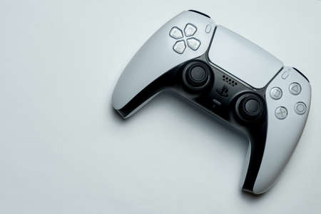 Next-Gen Sony PlayStation 5 dualsense video game controller on white backgroundのeditorial素材
