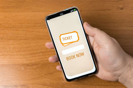 Phone with booking appの写真素材