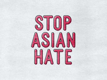 Stop Asian Hate - word on a gray textured backgroundの写真素材
