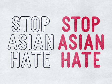Stop Asian Hate - word on a gray textured backgroundの写真素材