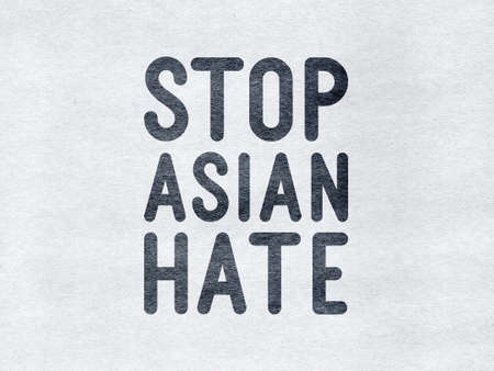 Stop Asian Hate - word on a gray textured backgroundの写真素材