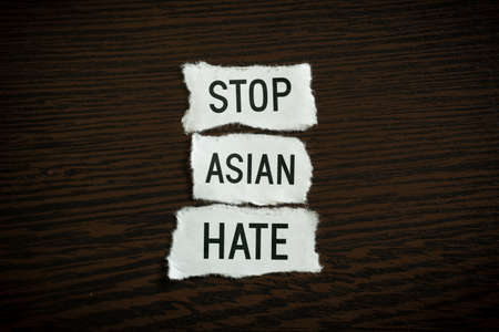 Stop Asian Hate - Scrap pieces of paperの写真素材