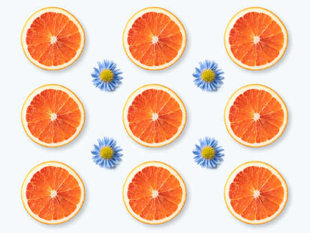 Pattern of citrus fruits and flowersの写真素材