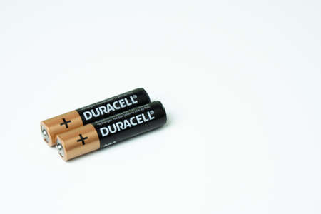 Duracell batteries on white backgroundのeditorial素材