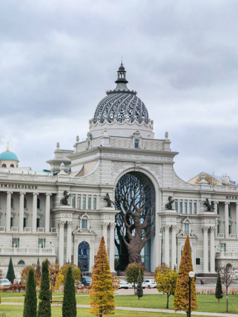 Architectural detail of the building in the center of Kazan, Tatarstan, Russiaの写真素材