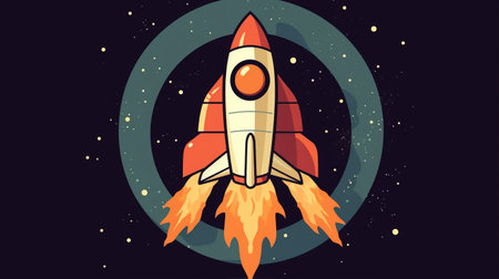 rocket in space. Created with Generative AI toolsの素材