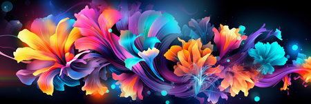 Hibiscus floral background with colorful gradient. vector illustration.の素材