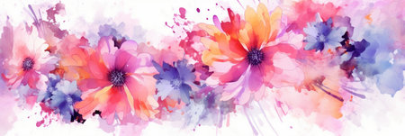 watercolor flowers. pastel colors. handmade. Spring. Summer.の素材