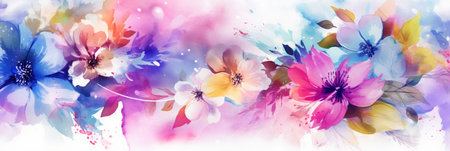 Greeting card with watercolor flowers. pastel colors. handmade.の素材