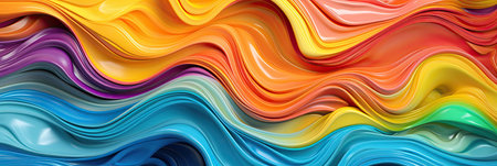 3d rendering, abstract background with multi-colored lines in the form of waves.の素材