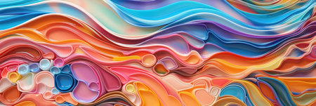Abstract background with colorful gradient waves. 3d rendering, 3d illustration.の素材
