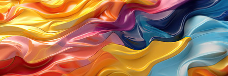 3d render, abstract background with colorful liquid wave flow. fluid art.の素材