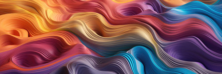 Abstract wavy colorful background. 3d rendering, 3d illustration.の素材