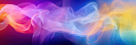 Abstract multicolored smoke on a black background. design element.の素材