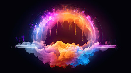 Abstract colorful background. Futuristic technology style. Elegant background for business tech presentations.の素材