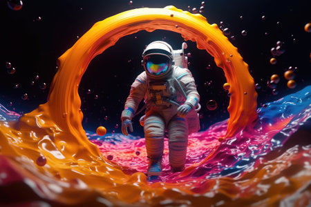 Astronaut in outer space. science fiction. 3D renderingの素材
