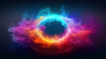 Abstract background of colorful smoke in the shape of a circle. vector illustrationの素材