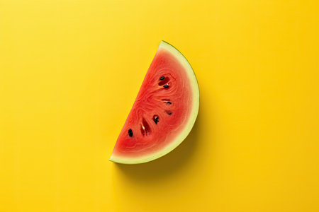 Slice of watermelon on yellow background. Minimal summer conceptの素材