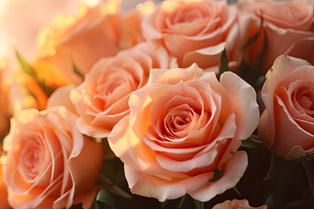 Beautiful bouquet of roses on light background, closeup viewの素材