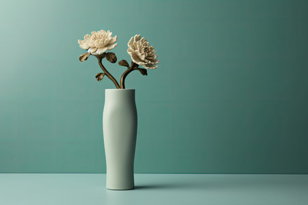 Flowers in a vase on a blue background. 3d renderingの素材