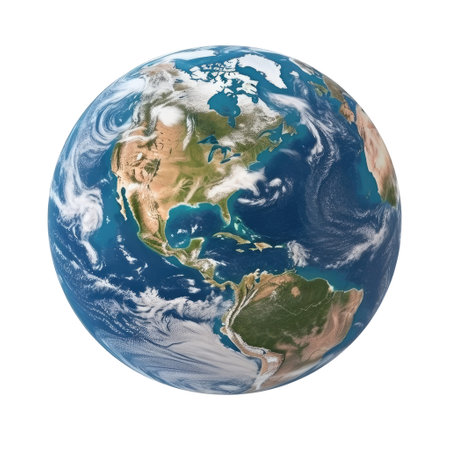 North America on planet Earth. 3D illustration isolated on white background.の素材
