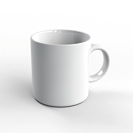 White cup on a white background. 3d rendering. 3d illustration.の素材