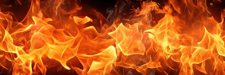 Fire flames on black background. fire texture. Abstract fire background.の素材