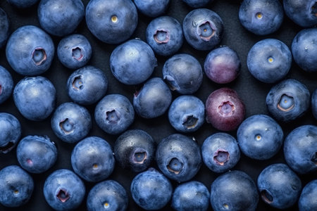Blueberries on black background. top view. Healthy food concept.の素材