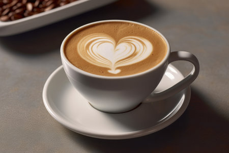 A cup of cappuccino with heart shape latte artの素材