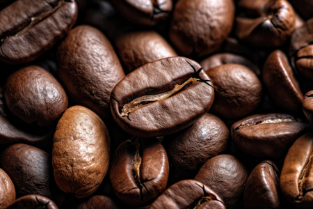 Coffee beans on a dark background. close-up.の素材