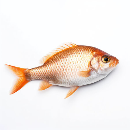 Fresh fish isolated on a white background. Studio photography of a fresh fish.の素材