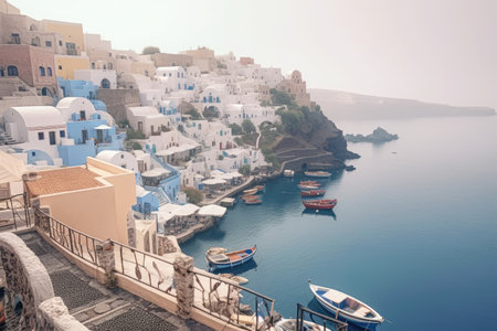 Oia village on Santorini island, Greece. Color toning applied.の素材