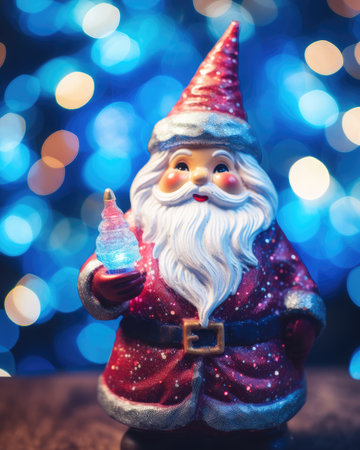 Christmas decoration with santa claus on bokeh background.の素材