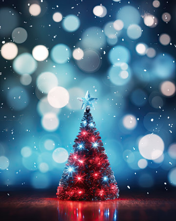 Christmas tree on bokeh background, christmas and new year conceptの素材