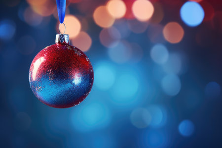 Christmas bauble on bokeh background. New Year and Christmas conceptの素材