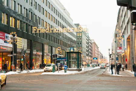 Berln, Germany - December 17, 2010: Christmas in Friedrichstrasse with snow in center of Berlin, Germanyのeditorial素材