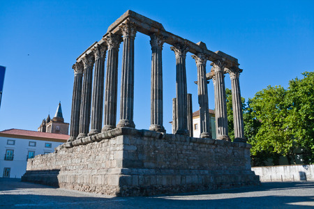 Roman temple (Diana temple) in Evora, Alentejo, Portugalの写真素材