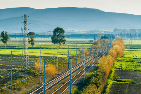 Railway linking Piombino to the main lines in Italyの写真素材