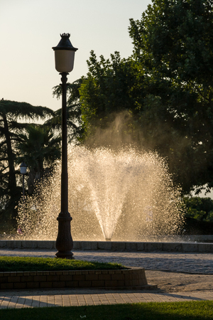 Fountain near to Temple of Debod in Madridの写真素材