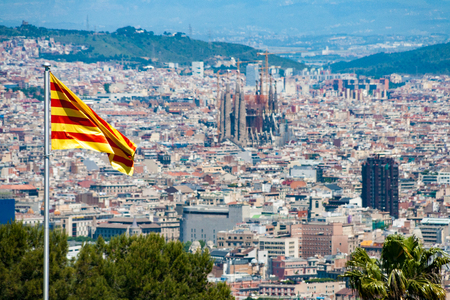 View of Barcelona as seen from the Montjuic Castle, Spain