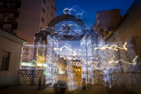 1840s Gate of the former Ironworks complex in Follonica at Christmas timeのeditorial素材