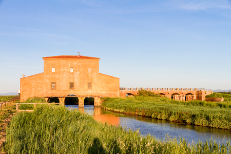 18th-century Casa Rossa Ximenes (1765) in the  Natural Reserve of Diaccia Botrona, Italyの写真素材